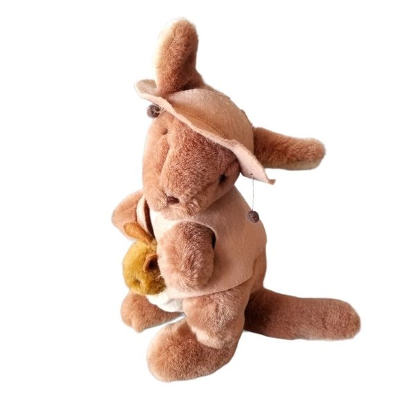 Vintage Outback Safari Kangaroo And Joey Plush Stuffed Animal W Hat Vest 9"‎ - Picture 2 of 9